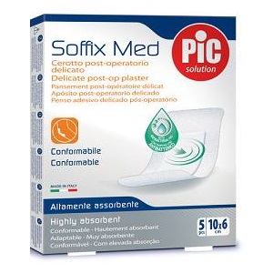 CEROTTO PIC SOFFIX MED IN TNT CON TAMPONE CENTRALE ASSORBENTE STERILE MONOUSO 10X6 CM ANTIBATTERICO 5 PEZZI - Farmacia Grosotto