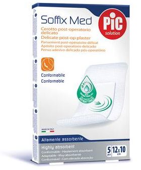 CEROTTO PIC SOFFIX MED IN TNT CON TAMPONE CENTRALE ASSORBENTE STERILE MONOUSO 10X12 CM ANTIBATTERICO 5 PEZZI - Farmacia Grosotto