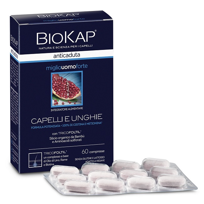 BIOKAP ANTICADUTA MIGLIO UOMO FORTE CON TRICOFOLTIL 60 COMPRESSE - Farmacia Grosotto