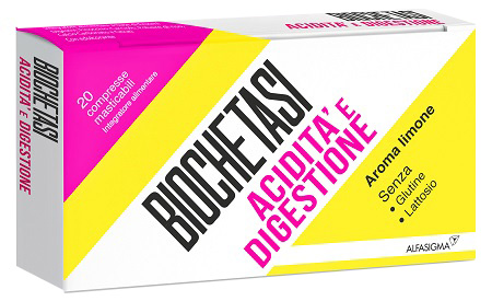 BIOCHETASI ACIDITA' E DIGESTIONE 20 COMPRESSE MASTICABILI AROMA LIMONE - Farmacia Grosotto